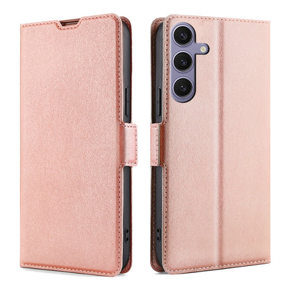 For Samsung Galaxy S25+ 5G Ultra-thin Voltage Side Buckle Horizontal Flip Leather Phone Case(Rose Gold) - Galaxy S25+ 5G Cases by buy2fix | Online Shopping UK | buy2fix