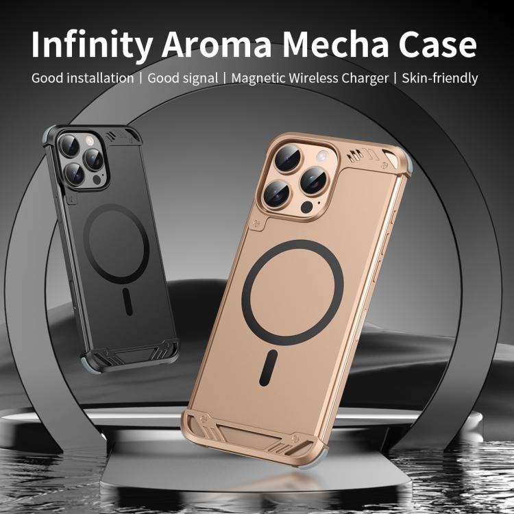 For iPhone 16 Pro R-JUST RJ63 Frameless Aroma Mecha MagSafe Phone Case(Desert Gold) - iPhone 16 Pro Cases by R-JUST | Online Shopping UK | buy2fix