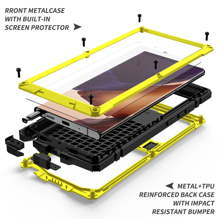 For Samsung Galaxy Note 20 Ultra R-JUST Shockproof Waterproof Dust-proof Metal + Silicone Protective Case with Holder(Yellow) - Galaxy Note20 Cases by R-JUST | Online Shopping UK | buy2fix