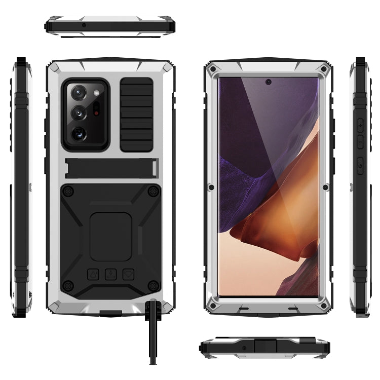 For Samsung Galaxy Note 20 Ultra R-JUST Shockproof Waterproof Dust-proof Metal + Silicone Protective Case with Holder(Silver) - Galaxy Note20 Cases by R-JUST | Online Shopping UK | buy2fix