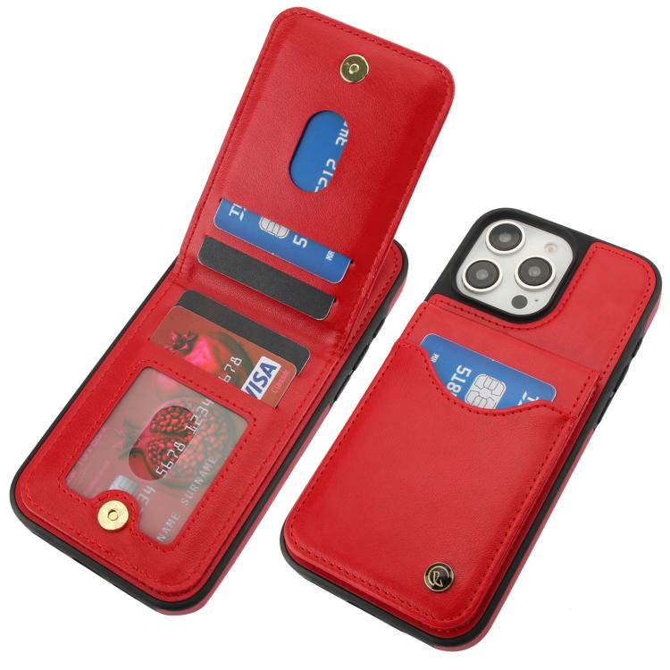 For iPhone 16 Pro Max AwQuer Vertical Flip Card Bag Holder Leather Phone Case(Red) - iPhone 16 Pro Max Cases by Awquer | Online Shopping UK | buy2fix