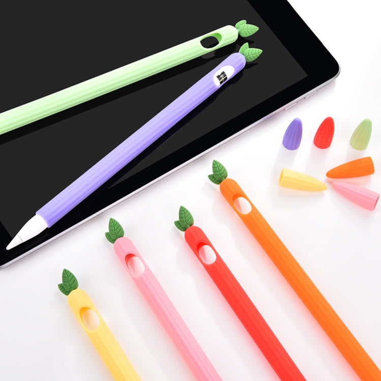 For Apple Pencil 2 Contrasting Color Mint Leaf Silicone Non-slip Protective Cover(Orange) - Pencil Accessories by buy2fix | Online Shopping UK | buy2fix