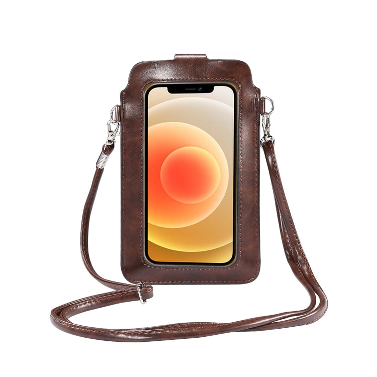 Crazy Horse Textured Riser Touch Screen Phone Case Universal Diagonal Carrying  Leather Case Suitable for 5.5-6.9 inch Smartphones(Brown) - Universal Leather Case by buy2fix | Online Shopping UK | buy2fix