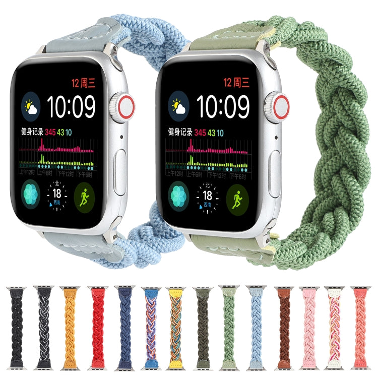 Elastic Woven Watch Band For Apple Watch Ultra 49mm&Watch Ultra 2 49mm / Series 9&8&7 45mm / SE 3&SE 2&6&SE&5&4 44mm / 3&2&1 42mm, Length:160mm(Black White) - Watch Bands by buy2fix | Online Shopping UK | buy2fix