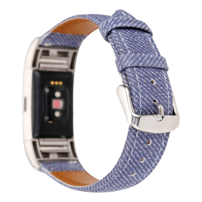 For Fitbit Charge 2 Cowboy Texture Leather Watch Band(Dark Blue) - Watch Bands by buy2fix | Online Shopping UK | buy2fix