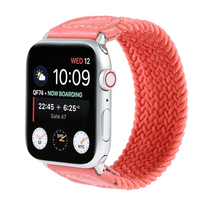 Nylon + Leather Braided Watch Band For Apple Watch Ultra 49mm&Watch Ultra 2 49mm / Series 9&8&7 45mm / SE 3&SE 2&6&SE&5&4 44mm / 3&2&1 42mm, Size:S(Rose Red) - Watch Bands by buy2fix | Online Shopping UK | buy2fix