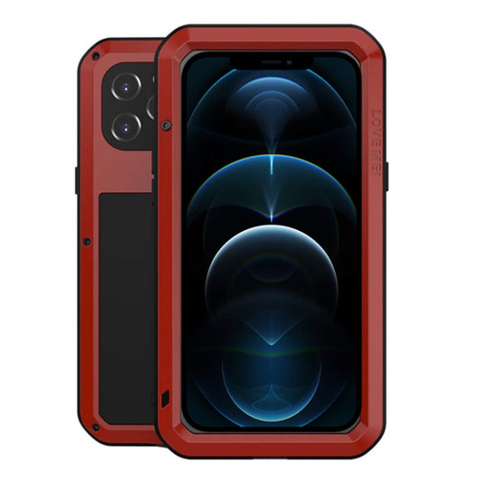 For iPhone 12 Pro Max LOVE MEI Metal Shockproof Life Waterproof Dustproof Protective Case(Red) - iPhone 12 Pro Max Cases by LOVE MEI | Online Shopping UK | buy2fix