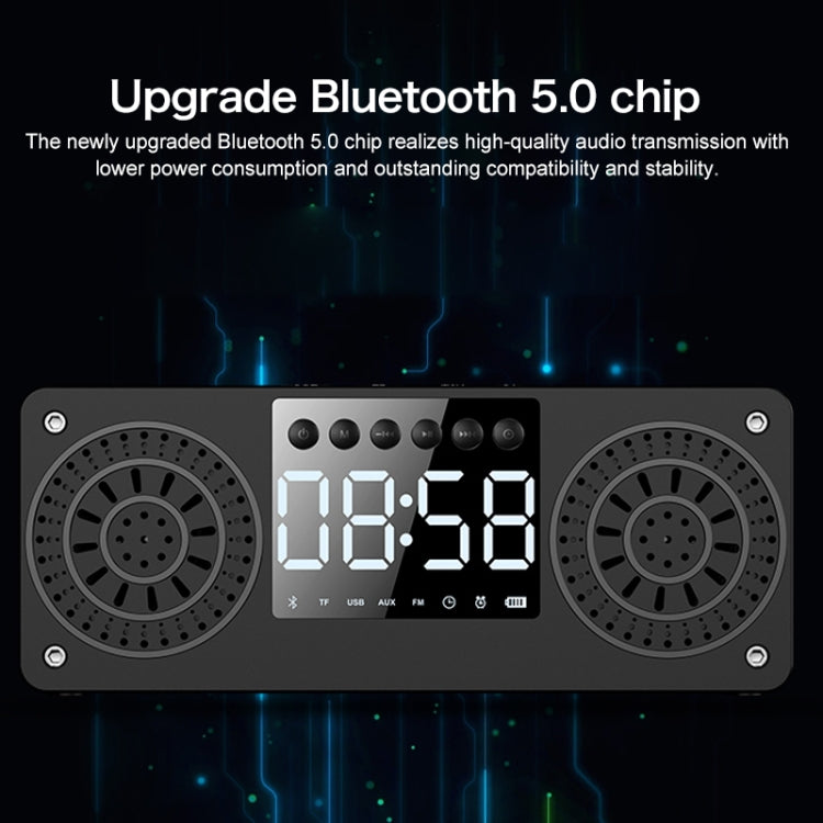 A10 Subwoofer Wooden Clock Bluetooth 5.0 Speaker, Support TF Card & U Disk Play & FM Radio(Yellow) - Desktop Speaker by buy2fix | Online Shopping UK | buy2fix