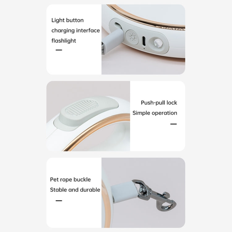 S62 Small and Medium Dog with Light Automatic Retractable Dog Leash, Length: 3m (White) - Leashes & Chest Strap by buy2fix | Online Shopping UK | buy2fix