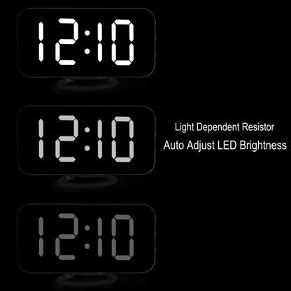 Multifunction Creative Mirror Reflective LED Display Alarm Clock with Snooze Function & 2 USB Charge Port(White) - Alarm Clocks by buy2fix | Online Shopping UK | buy2fix