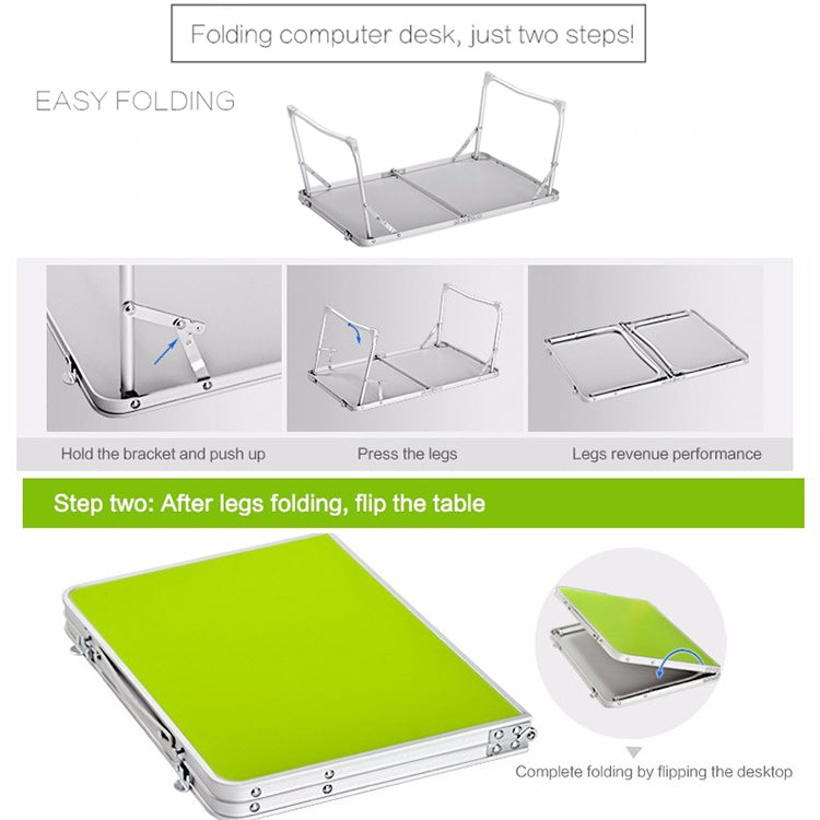 Plastic Mat Adjustable Portable Laptop Table Folding Stand Computer Reading Desk Bed Tray (Green) - Laptop Stand by buy2fix | Online Shopping UK | buy2fix