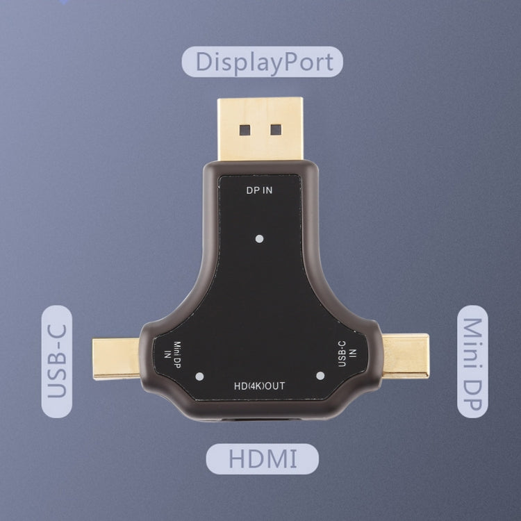 D63A DisplayPort + Mini DP + UCB-C / Type-C Male to HDMI Female 3 in 1 Adapter - Converter & Adapter by buy2fix | Online Shopping UK | buy2fix