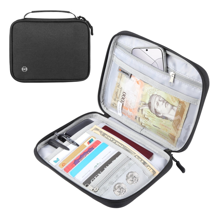 HAWEEL Passport Wallet Document Organizer Credit Cards Case Bag with Handle (Black) - Card & Passport Bags by HAWEEL | Online Shopping UK | buy2fix