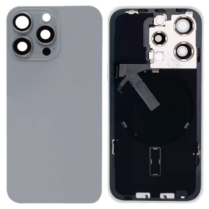 For iPhone 15 Pro Glass Battery Back Cover with Flash Bracket + Wireless Charging Module(Titanium gray) - Back Cover by buy2fix | Online Shopping UK | buy2fix