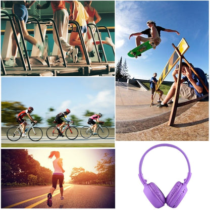 BS-N65 Headband Folding Stereo HiFi Wireless Headphone Headset with LCD Screen & TF Card Slot & LED Indicator Light & FM Function(Purple) - Headset & Headphone by buy2fix | Online Shopping UK | buy2fix