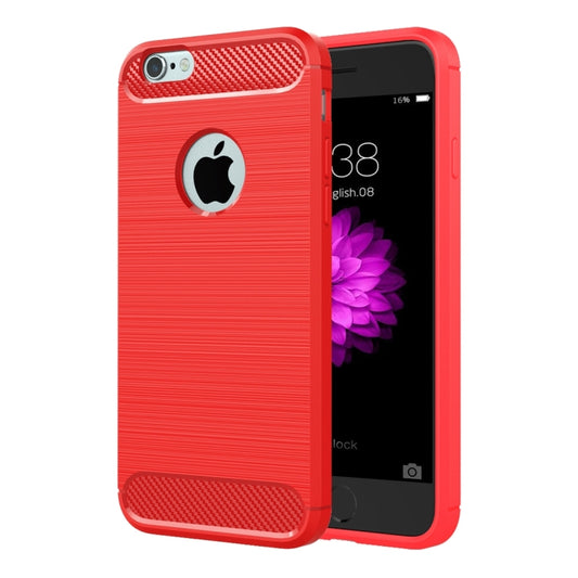 For iPhone 6 Plus & 6s Plus Brushed Texture Fiber TPU Rugged Armor Protective Case(Red) - More iPhone Cases by buy2fix | Online Shopping UK | buy2fix