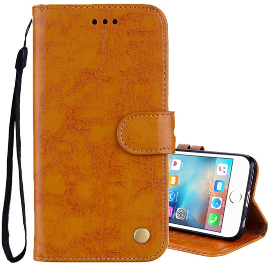 For iPhone 6 Plus & 6s Plus Business Style Oil Wax Texture Horizontal Flip Leather Case with Holder & Card Slots & Wallet (Yellow) - More iPhone Cases by buy2fix | Online Shopping UK | buy2fix