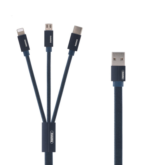 REMAX RC-094TH 1m 2.4A 3 in 1 USB to 8 Pin & USB-C / Type-C & Micro USB  Fast Charging Data Cable(Blue) - Multifunction Cable by REMAX | Online Shopping UK | buy2fix