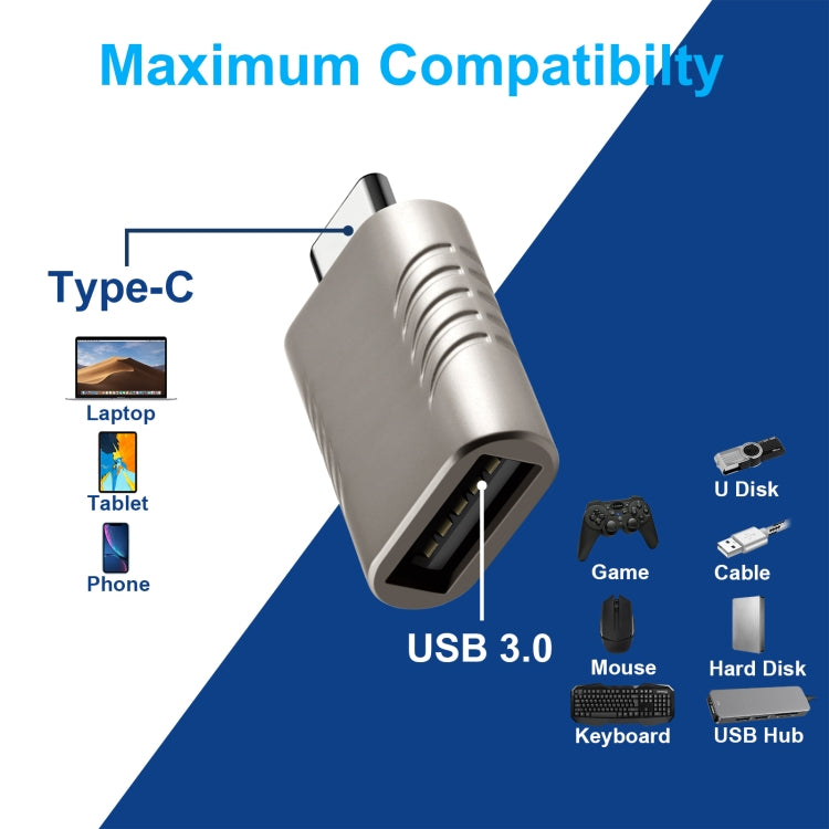 2 PCS SBT-148 USB-C / Type-C Male to USB 3.0 Female Zinc Alloy Adapter(Cosmic Grey) - Converter & Adapter by buy2fix | Online Shopping UK | buy2fix