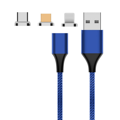 M11 3 in 1 5A USB to 8 Pin + Micro USB + USB-C / Type-C Nylon Braided Magnetic Data Cable, Cable Length: 1m (Blue) - Charging Cable & Head by buy2fix | Online Shopping UK | buy2fix