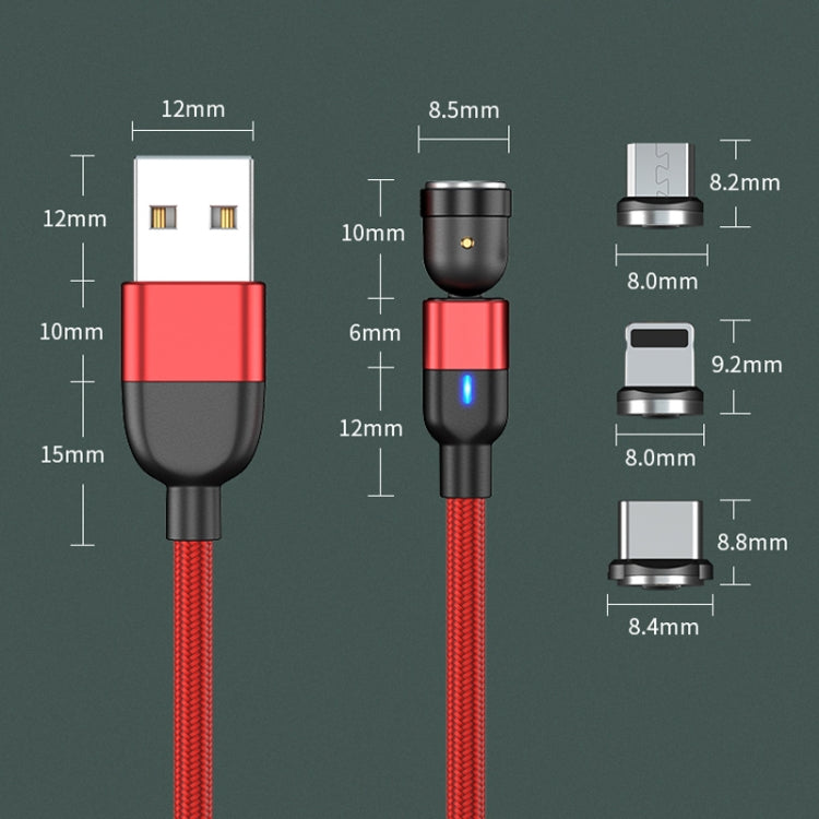 2m 3A Output 3 in 1 USB to 8 Pin + USB-C / Type-C + Micro USB 540 Degree Rotating Magnetic Data Sync Charging Cable(Red) - Charging Cable & Head by buy2fix | Online Shopping UK | buy2fix