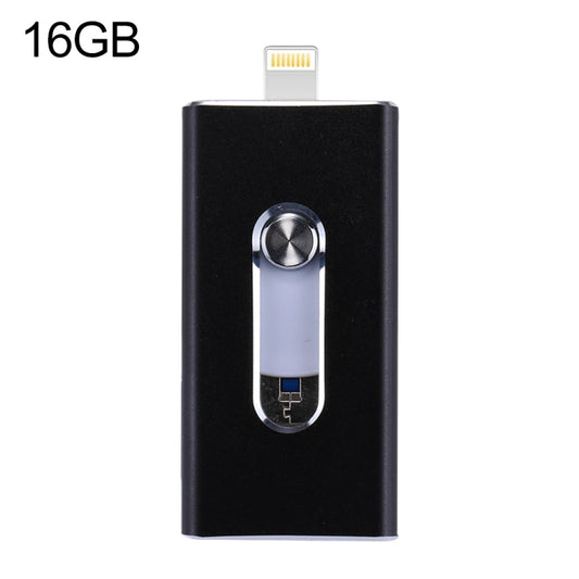 RQW-02 3 in 1 USB 2.0 & 8 Pin & Micro USB 16GB Flash Drive(Black) - U Disk & Card Reader by buy2fix | Online Shopping UK | buy2fix