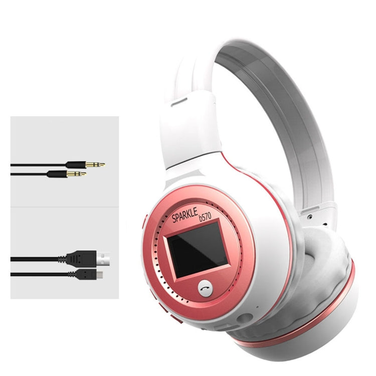 ZEALOT B570 Stereo Wired Wireless Bluetooth Subwoofer Headset with LED Color Screen Design & HD Microphone & FM, For Mobile Phones & Tablets & Laptops, Support 32GB TF Card Maximum(Pink) - Headset & Headphone by ZEALOT | Online Shopping UK | buy2fix