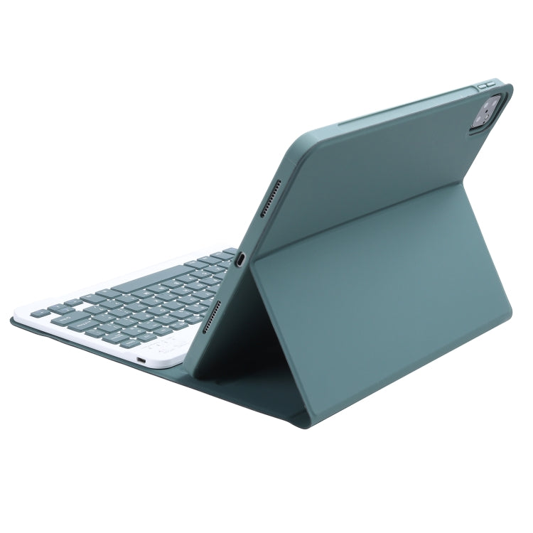 C-11B Detachable Candy Color Bluetooth Keyboard Leather Tablet Case with Pen Slot & Holder for iPad Pro 11 inch 2021 (Dark Green) - For iPad Pro by buy2fix | Online Shopping UK | buy2fix