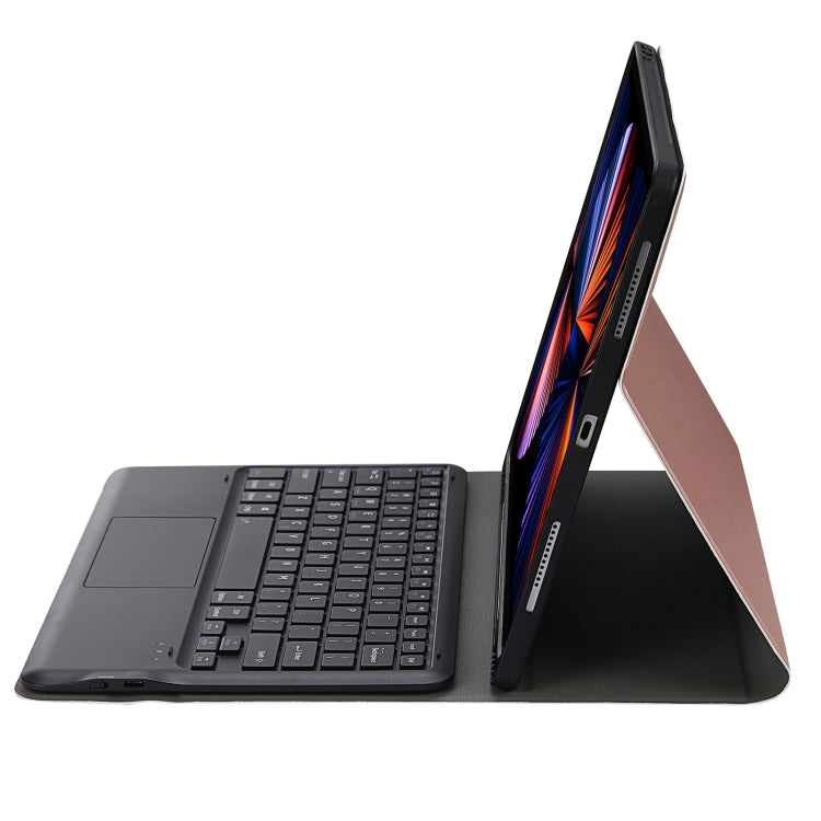 A12B-A Ultra-thin ABS Detachable Bluetooth Keyboard Tablet Case with Touchpad & Pen Slot & Holder for iPad Pro 12.9 2021 / 2020 / 2018 (Rose Gold) - For iPad Pro by buy2fix | Online Shopping UK | buy2fix