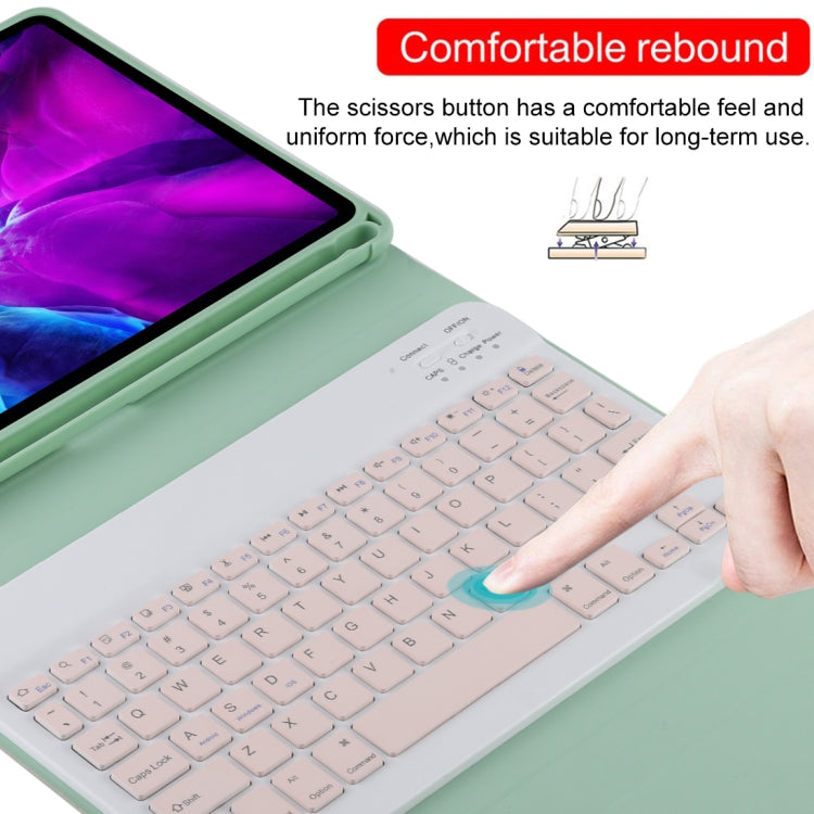 TG11B Detachable Bluetooth Pink Keyboard + Microfiber Leather Tablet Case for iPad Pro 11 inch (2020), with Pen Slot & Holder (Green) - For iPad Pro by buy2fix | Online Shopping UK | buy2fix