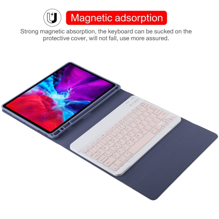 TG11B Detachable Bluetooth Pink Keyboard + Microfiber Leather Tablet Case for iPad Pro 11 inch (2020), with Pen Slot & Holder (Purple) - For iPad Pro by buy2fix | Online Shopping UK | buy2fix