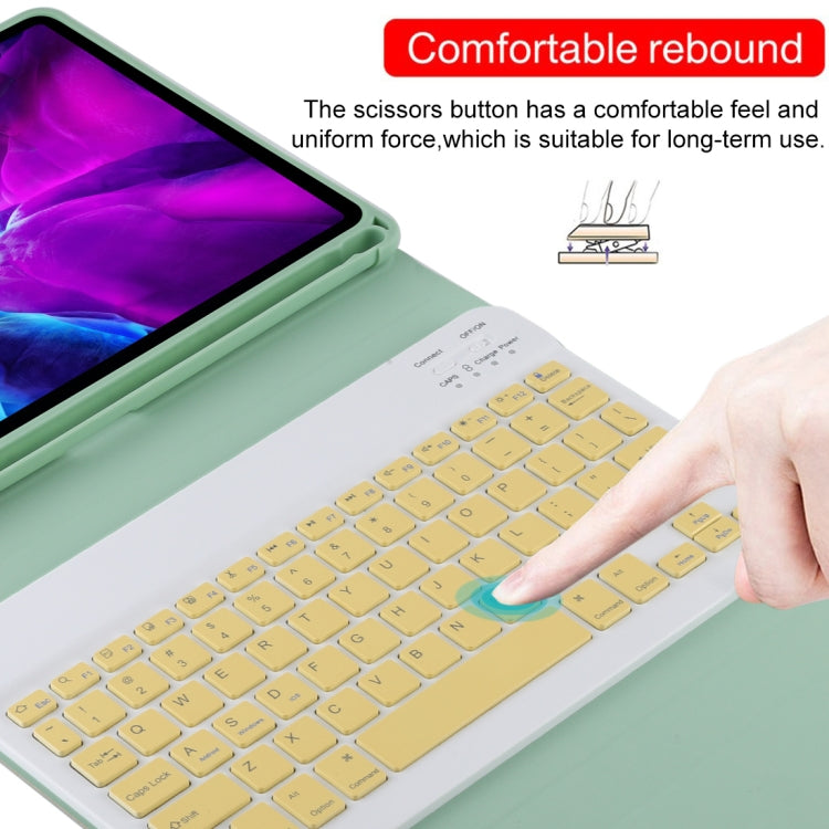 TG11B Detachable Bluetooth Yellow Keyboard + Microfiber Leather Tablet Case for iPad Pro 11 inch (2020), with Pen Slot & Holder (Green) - For iPad Pro by buy2fix | Online Shopping UK | buy2fix