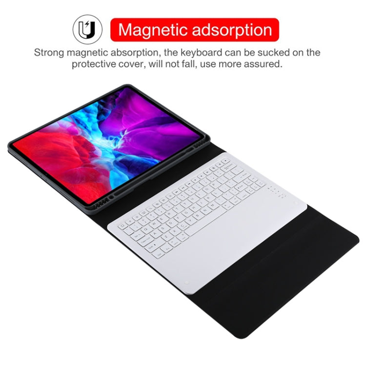 T129 Detachable Bluetooth White Keyboard Microfiber Leather Tablet Case for iPad Pro 12.9 inch (2020), with Holder (Black) - For iPad Pro by buy2fix | Online Shopping UK | buy2fix