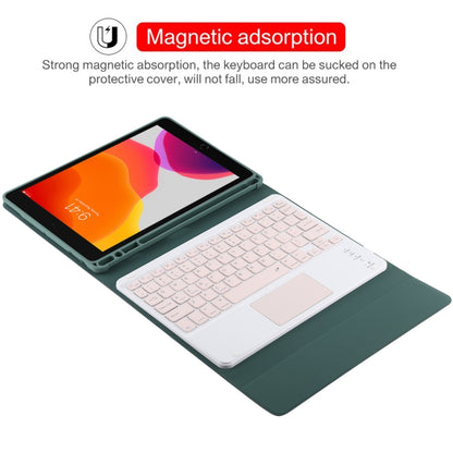 TG-102BC Detachable Bluetooth Pink Keyboard + Microfiber Leather Tablet Case for iPad 10.2 inch / iPad Air (2019), with Touch Pad & Pen Slot & Holder(Dark Green) - For iPad Air by buy2fix | Online Shopping UK | buy2fix