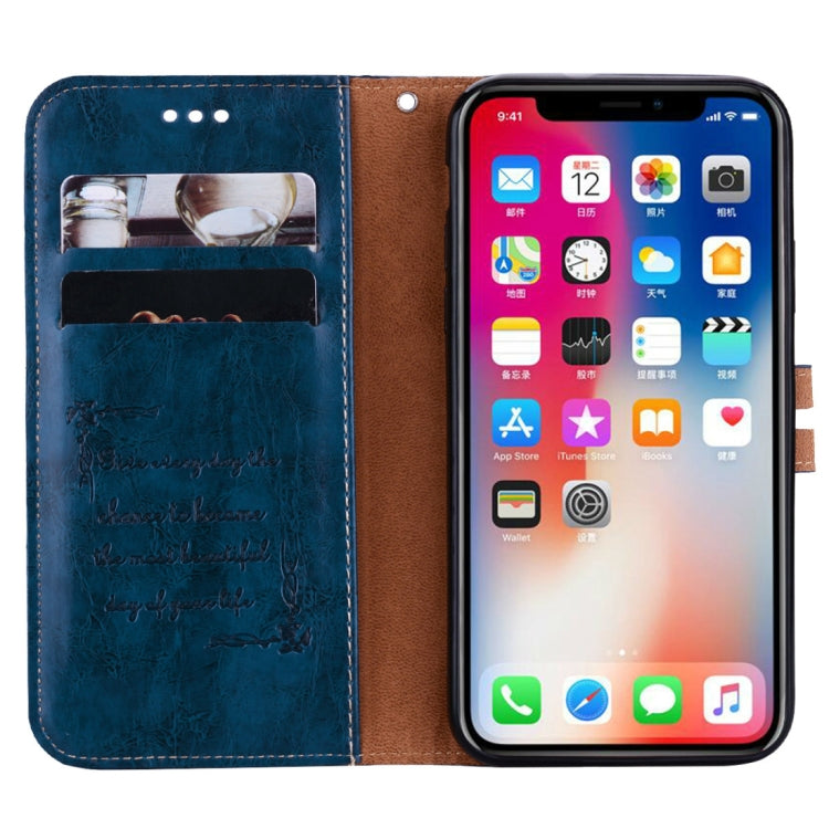 For iPhone X / XS Business Style Oil Wax Texture Horizontal Flip Leather Case with Holder & Card Slots & Wallet (Blue) - More iPhone Cases by buy2fix | Online Shopping UK | buy2fix