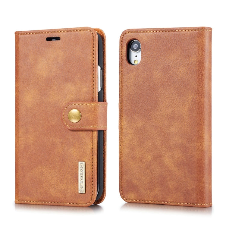 For iPhone XR DG.MING Crazy Horse Texture Flip Detachable Magnetic Leather Case with Holder & Card Slots & Wallet (Brown) - More iPhone Cases by DG.MING | Online Shopping UK | buy2fix