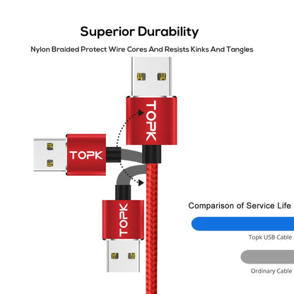 TOPK AM23 1m 2.4A Max USB to 8 Pin Nylon Braided Magnetic Charging Cable with LED Indicator(Red) - Charging Cable & Head by TOPK | Online Shopping UK | buy2fix