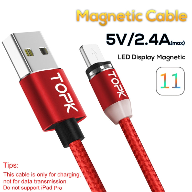 TOPK AM23 2m 2.4A Max USB to 8 Pin Nylon Braided Magnetic Charging Cable with LED Indicator(Red) - Charging Cable & Head by TOPK | Online Shopping UK | buy2fix