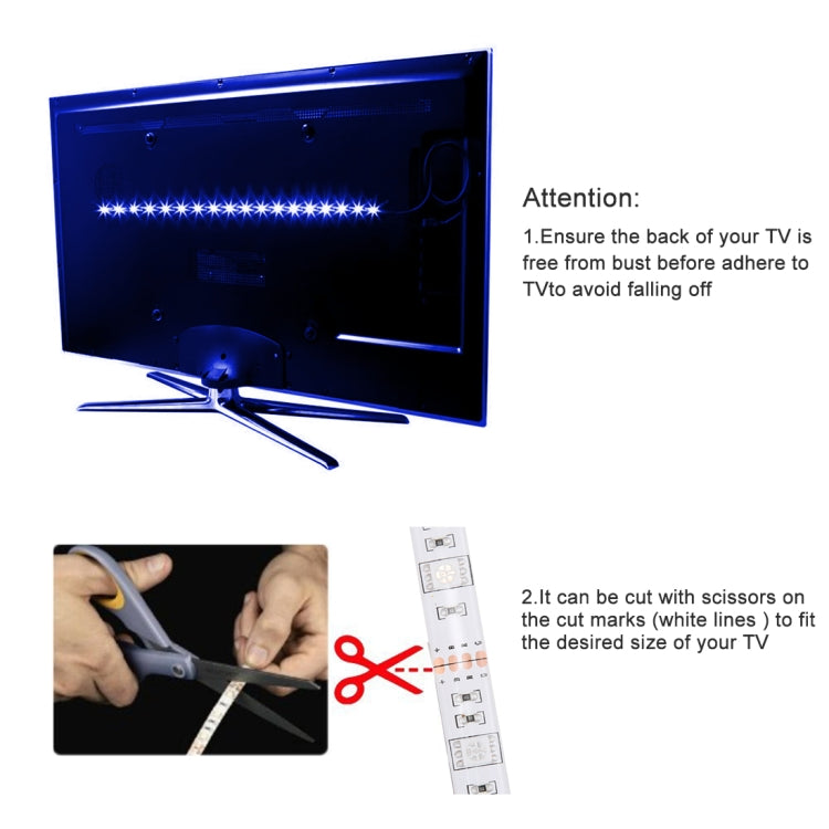 2m USB TV White Board Colorful Light Epoxy Rope Light, 60 LEDs SMD 5050 with 50cm USB Interface Cable & 17 Keys Remote Control, DC 5V - Epoxy Waterproof Light by buy2fix | Online Shopping UK | buy2fix