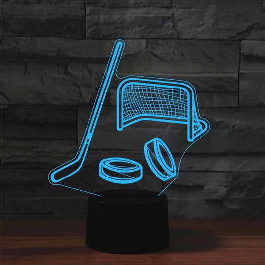 Ice Hockey Shape 3D Colorful LED Vision Light Table Lamp, USB Touch Version - Novelty Lighting by buy2fix | Online Shopping UK | buy2fix