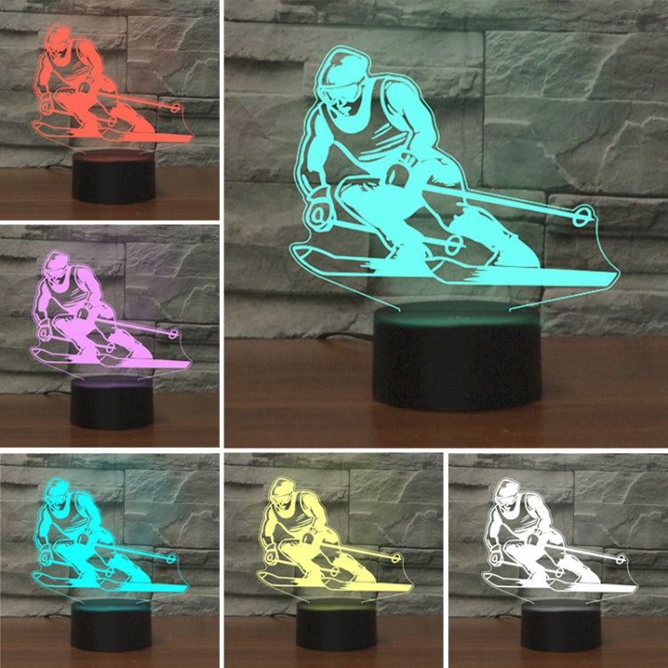 Skiing Shape 3D Colorful LED Vision Light Table Lamp, Crack Remote Control Version - Novelty Lighting by buy2fix | Online Shopping UK | buy2fix