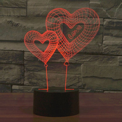 Double Heart Balloon Style 3D Touch Switch Control LED Light , 7 Color Discoloration Creative Visual Stereo Lamp Desk Lamp Night Light - Novelty Lighting by buy2fix | Online Shopping UK | buy2fix