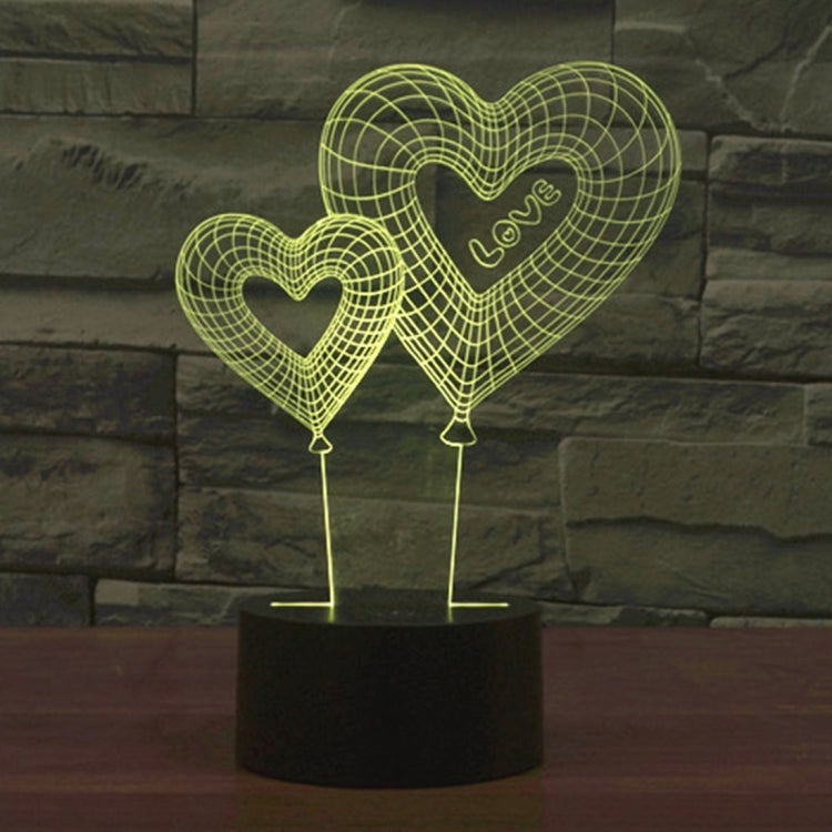 Double Heart Balloon Style 3D Touch Switch Control LED Light , 7 Color Discoloration Creative Visual Stereo Lamp Desk Lamp Night Light - Novelty Lighting by buy2fix | Online Shopping UK | buy2fix
