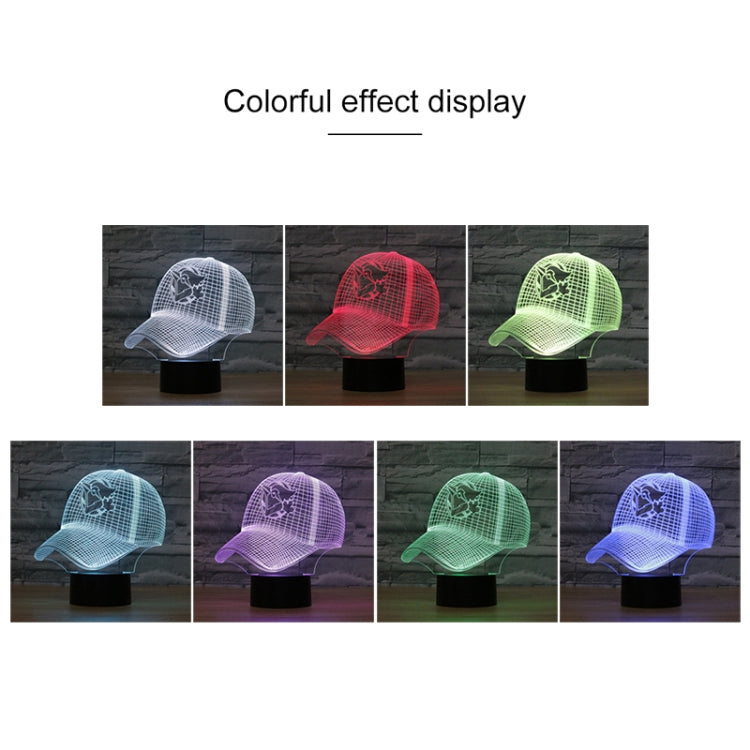 Baseball Cap Shape 3D Colorful LED Vision Light Table Lamp, USB Touch Version - Novelty Lighting by buy2fix | Online Shopping UK | buy2fix