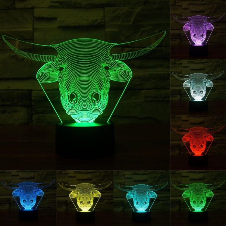 Cow Style 3D Touch Switch Control LED Light , 7 Colour Discoloration Creative Visual Stereo Lamp Desk Lamp Night Light - Novelty Lighting by buy2fix | Online Shopping UK | buy2fix