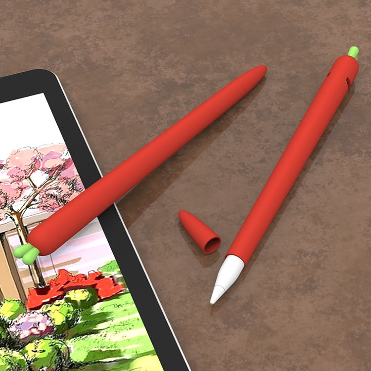 LOVE MEI For Apple Pencil 1 Carrot Shape Stylus Pen Silicone Protective Case Cover (Red) - Pencil Accessories by LOVE MEI | Online Shopping UK | buy2fix