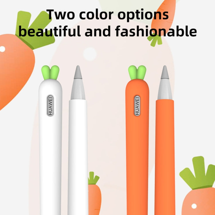 Cute Carrot Liquid Silicone Protective Cover with Pen Cap & Nib Cover for Huawei M-Pencil(White) - Pencil Accessories by buy2fix | Online Shopping UK | buy2fix