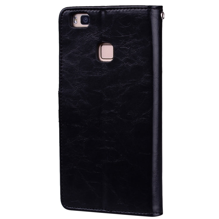 For Huawei P9 Lite Business Style Oil Wax Texture Horizontal Flip Leather Case with Holder & Card Slots & Wallet (Black) - Huawei Cases by buy2fix | Online Shopping UK | buy2fix