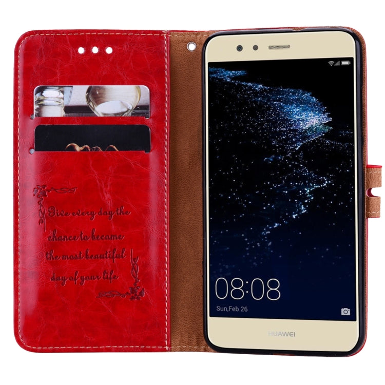 For Huawei P10 Lite Business Style Oil Wax Texture Horizontal Flip Leather Case with Holder & Card Slots & Wallet (Red) - Huawei Cases by buy2fix | Online Shopping UK | buy2fix