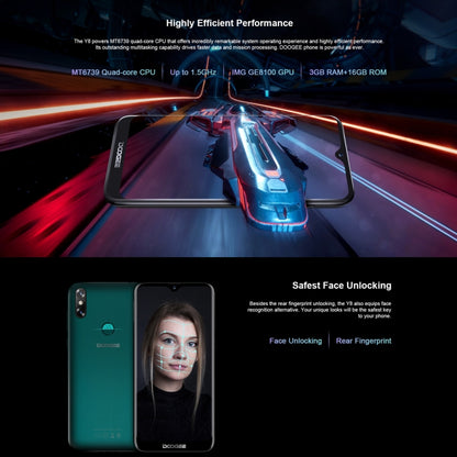 [HK Warehouse] DOOGEE Y8, 3GB+32GB, Dual Back Cameras, Face ID & DTouch Fingerprint,  6.1 inch Water-drop Screen Android 9.0 MTK6739 Quad Core up to 1.5GHz, Network: 4G,  OTA, Dual SIM(Midnight Black) - DOOGEE by DOOGEE | Online Shopping UK | buy2fix